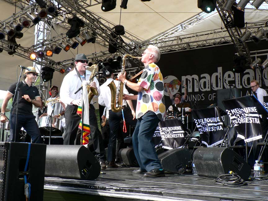 Melbourne Ska Orchestra perfoming at WOMADelaide 2012. Botanic Park, Adelaide, South Australia, March